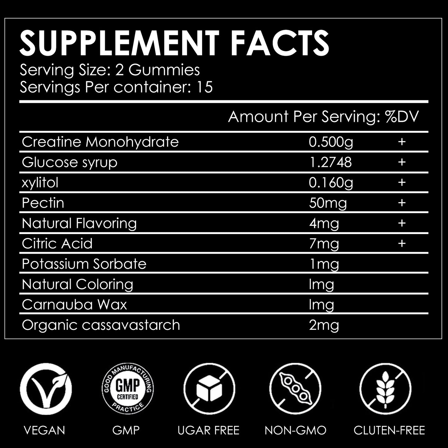 Creatine Monohydrate Gummies – 5g creatine per serving for muscle & energy support (30 gummies)
