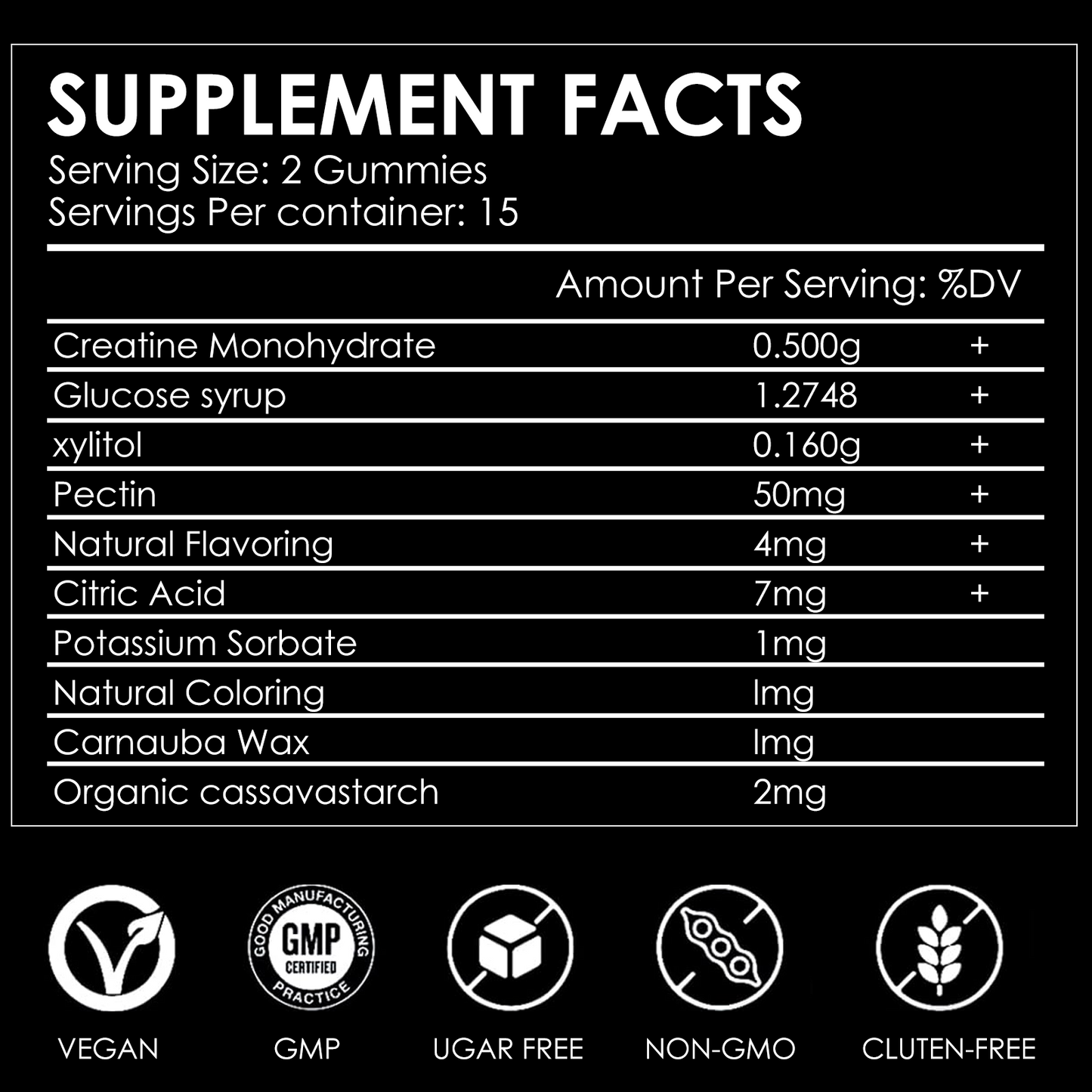 Creatine Gummies – Mixed Flavor – 5g creatine per serving, multi-flavor energy boost (30 gummies)