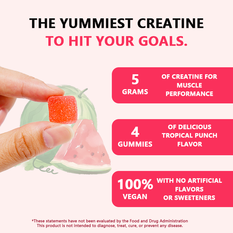 "Watermelon Creatine Gummies – Sweet Gains, No Scoop, Just Chew | 120ct 5g Vegan Micronized Creatine per Serving