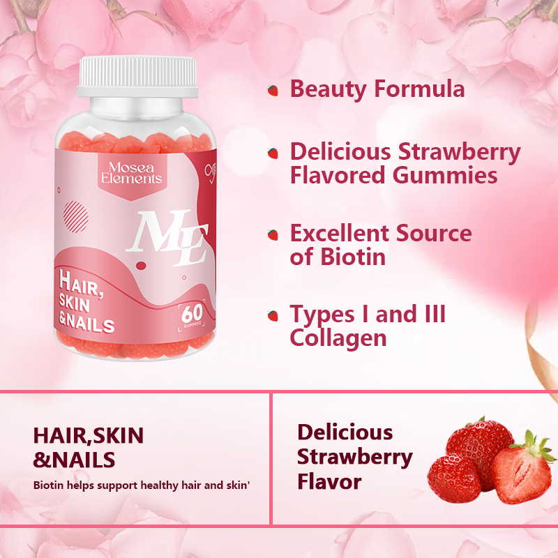 Biotin Hair, Skin & Nails Gummies – 10,000mcg Extra Strength – Hair Growth Vitamins for Women – Vegan, Non-GMO, Delicious Strawberry Flavor – 60 Gummies
