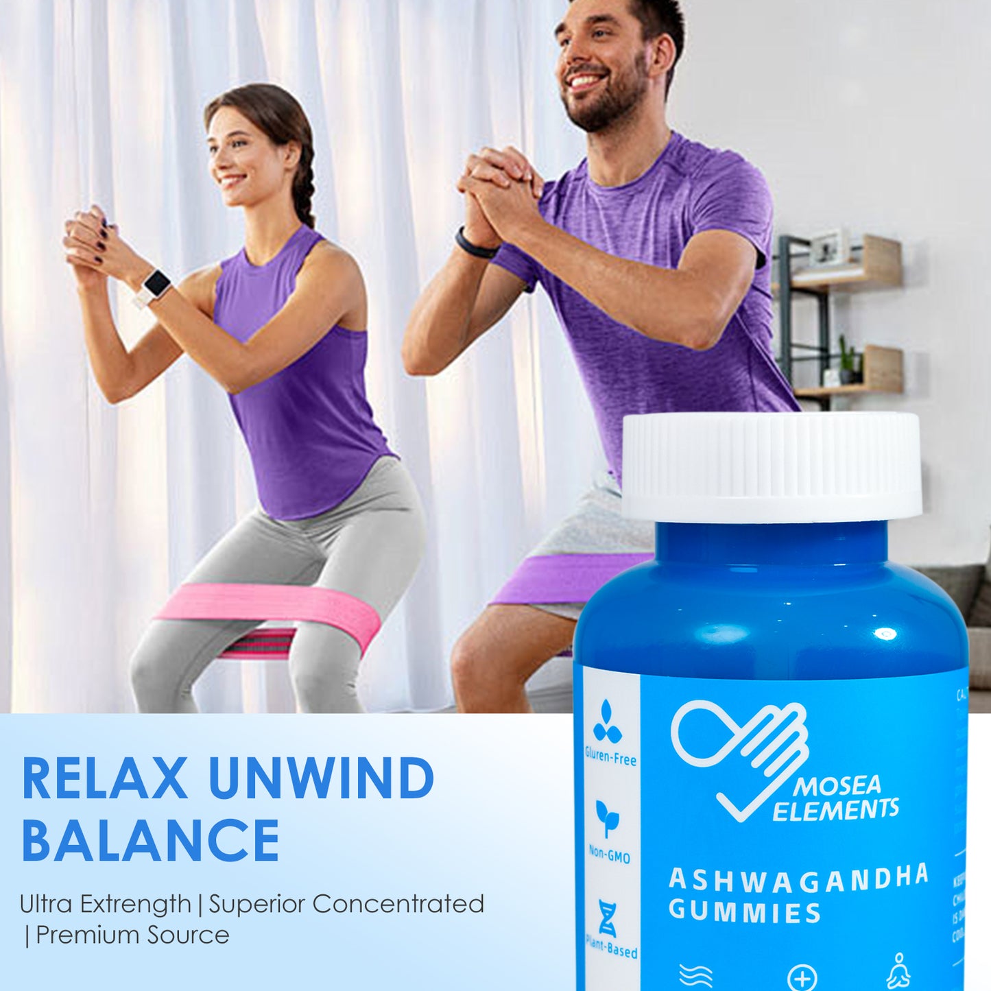 Ashwagandha Gummies – Stress relief & sleep support with Ashwagandha & Vitamin D2 (60 gummies)