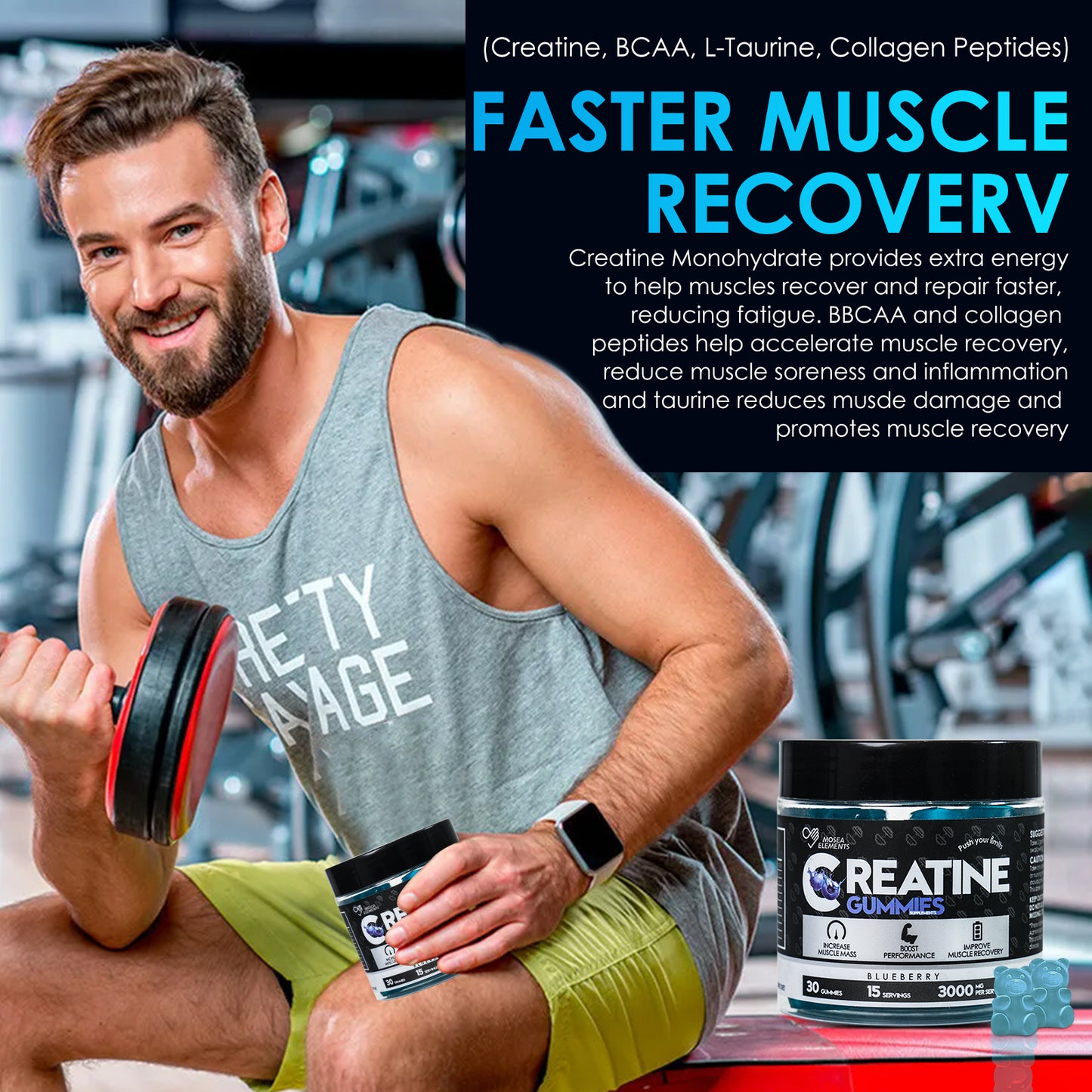 Creatine Monohydrate Gummies – 5g creatine per serving for muscle & energy support (30 gummies)