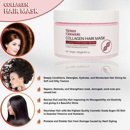 MOSEA ELEMENTS Collagen Hair Mask – 250g Nourishing & Repairing Treatment for Smooth, Strong Hair