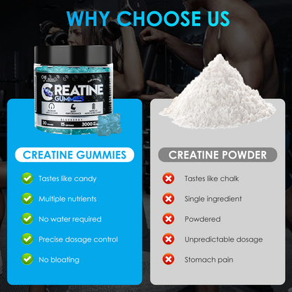 Creatine Gummies – Mixed Flavor – 5g creatine per serving, multi-flavor energy boost (30 gummies)