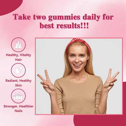 Biotin Hair, Skin & Nails Gummies – 10,000mcg Extra Strength – Hair Growth Vitamins for Women – Vegan, Non-GMO, Delicious Strawberry Flavor – 60 Gummies