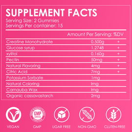 Creatine Monohydrate Gummies – 5g creatine per serving for muscle & energy support (30 gummies)Raspberry flavor