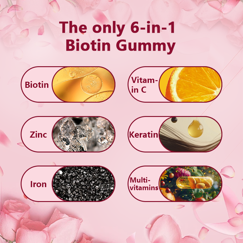 Biotin Hair, Skin & Nails Gummies – 10,000mcg Extra Strength – Hair Growth Vitamins for Women – Vegan, Non-GMO, Delicious Strawberry Flavor – 60 Gummies