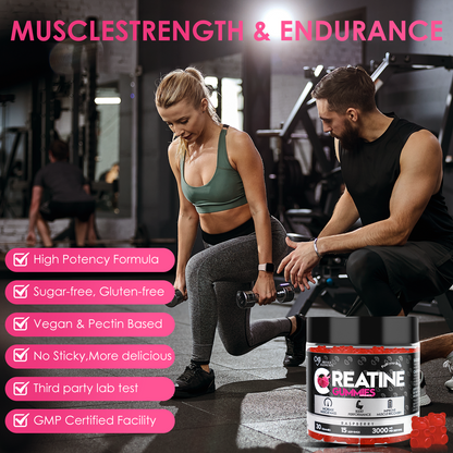 Creatine Monohydrate Gummies – 5g creatine per serving for muscle & energy support (120 gummies)Raspberry flavor